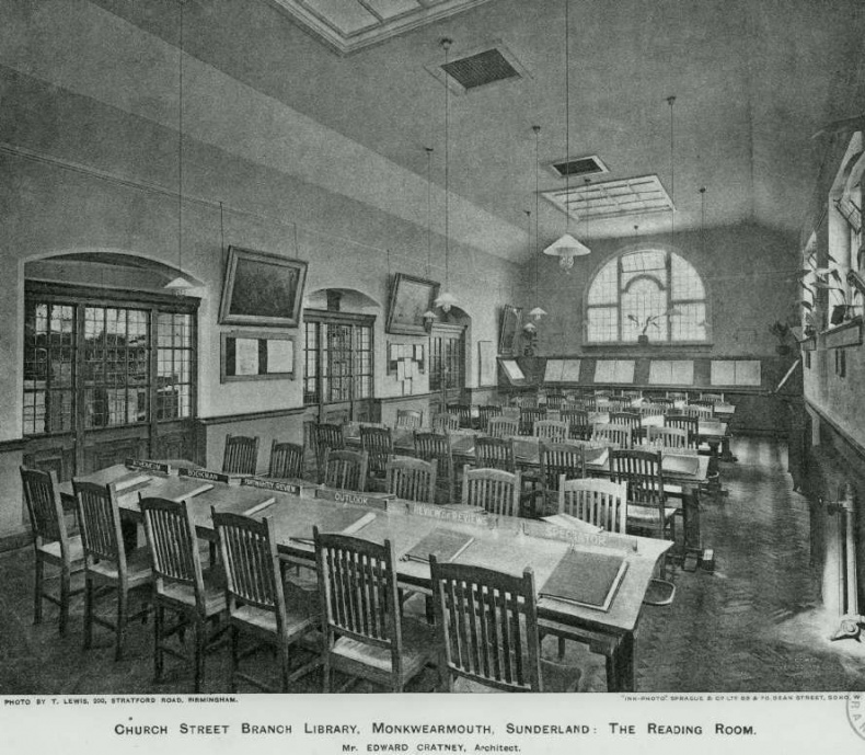 Reading room of Monkwearmouth library in 1909,