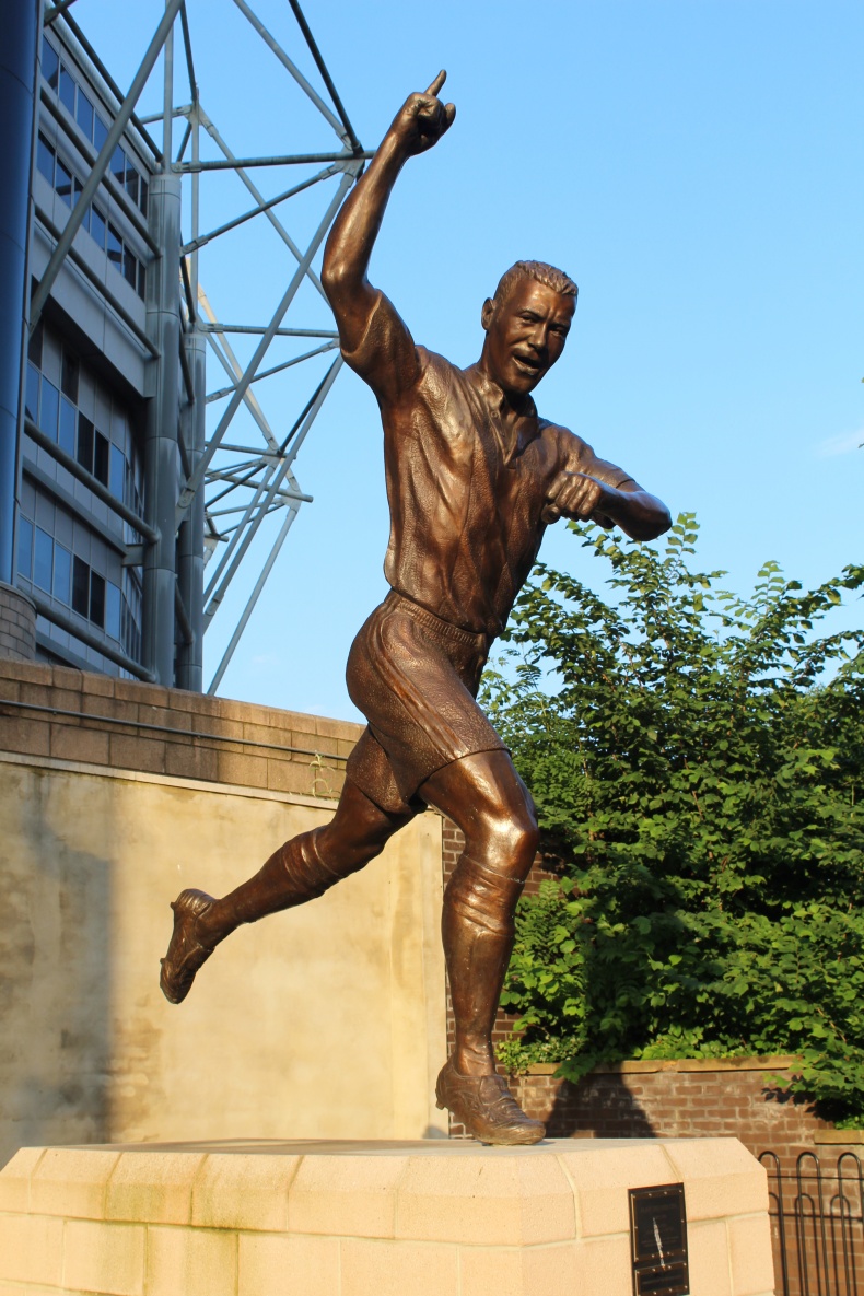 Shearer’s statue outside St James' Park, Newcastle. It features the prolific goalscorer with his usual goal celebration of one arm in the air.