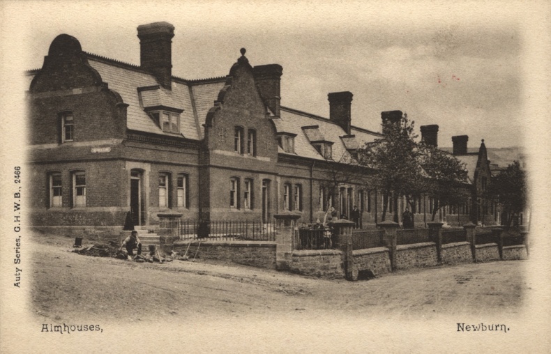 An undated postcard of the almshouses, Newburn,