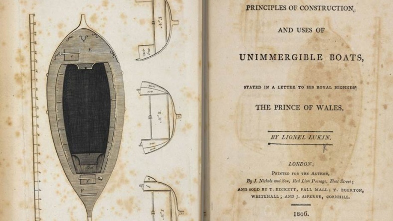 Plan of Lionel Lukin’s ‘unimmergible’ boat taken from his pamphlet.